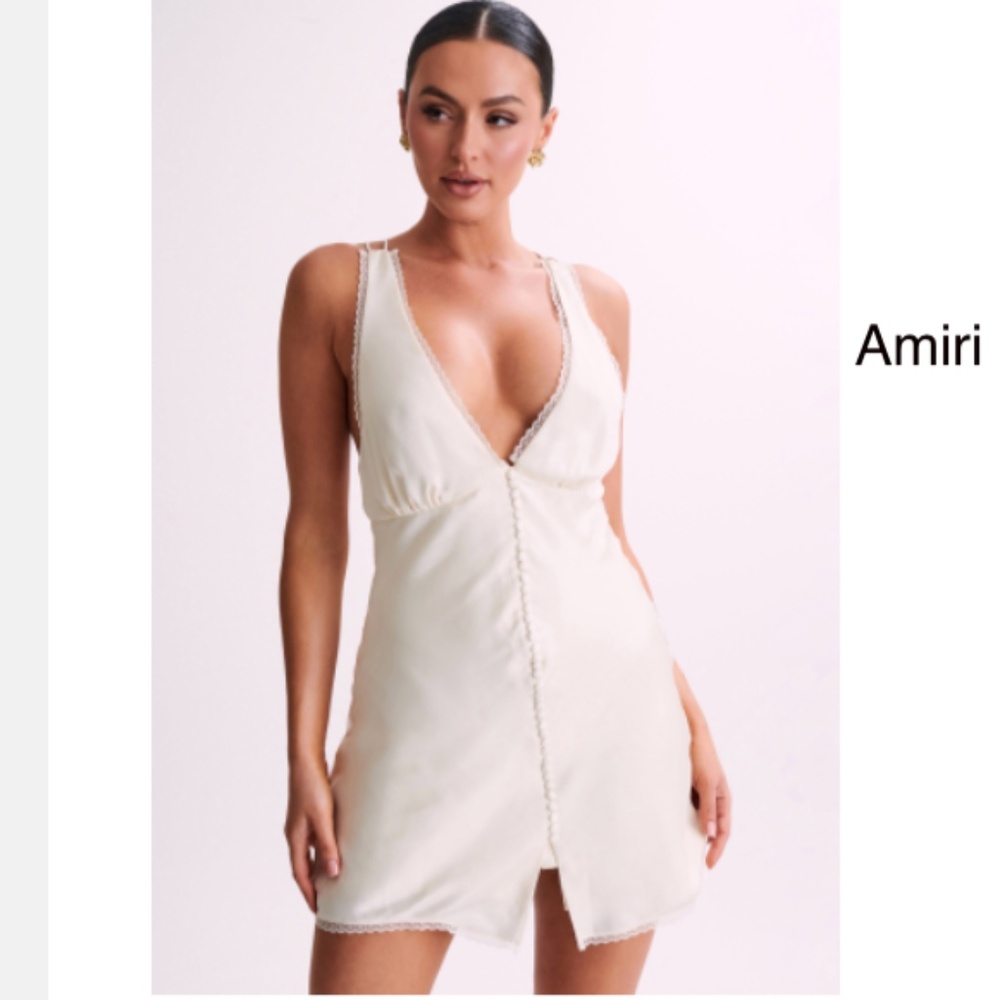 Satin Mini Dress With Lace